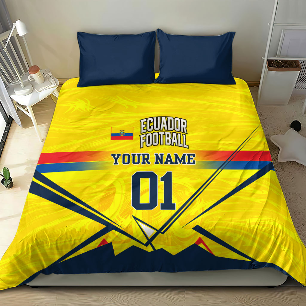 Personalized Ecuador Football Bedding Set Dynamic Line Soccer Graphic Flag Colors