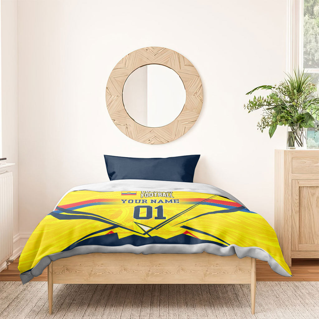 Personalized Ecuador Football Bedding Set Dynamic Line Soccer Graphic Flag Colors