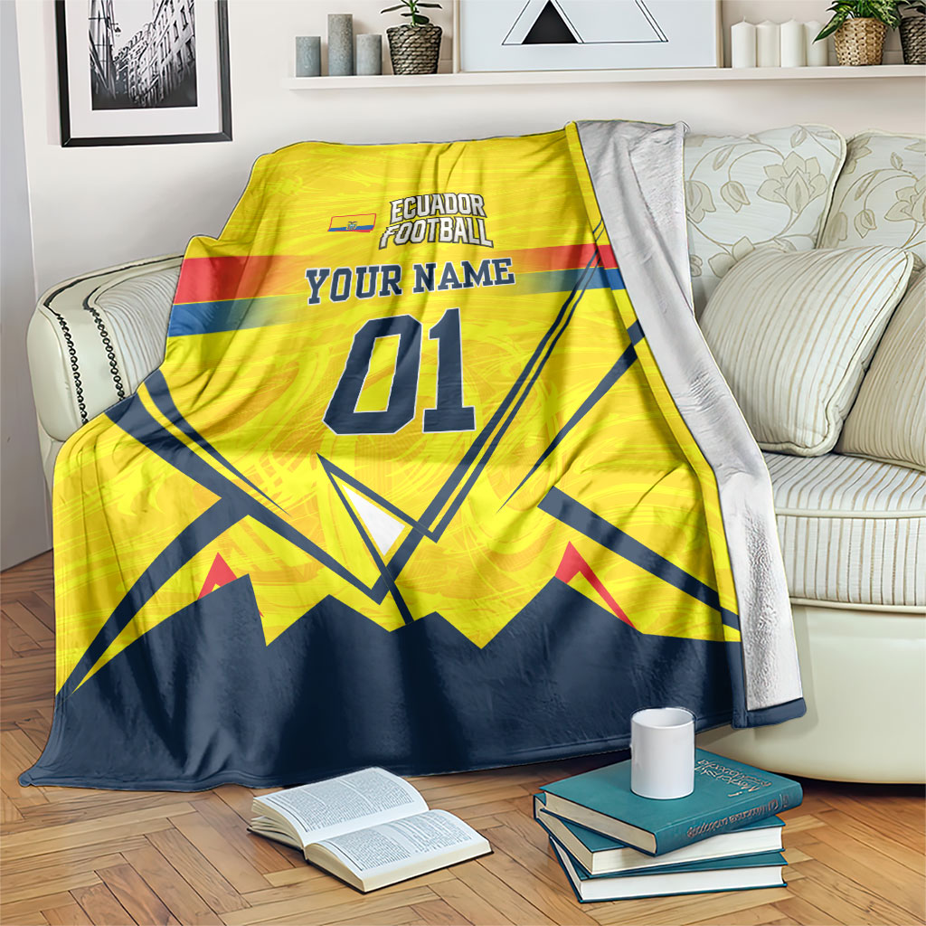 Personalized Ecuador Football Blanket Dynamic Line Soccer Graphic Flag Colors