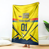 Personalized Ecuador Football Blanket Dynamic Line Soccer Graphic Flag Colors