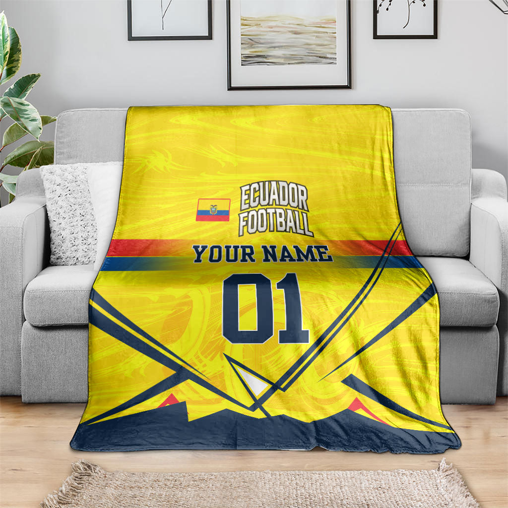 Personalized Ecuador Football Blanket Dynamic Line Soccer Graphic Flag Colors