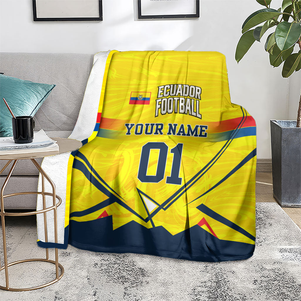 Personalized Ecuador Football Blanket Dynamic Line Soccer Graphic Flag Colors