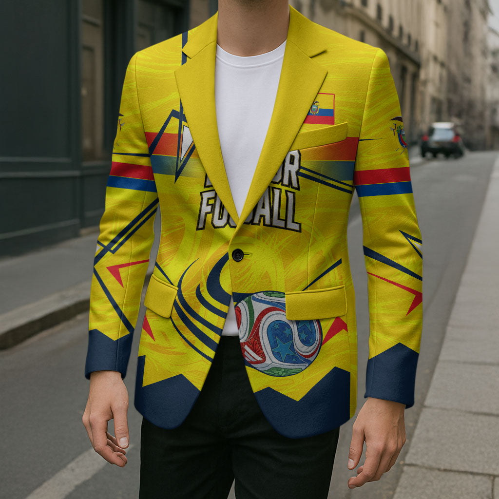 Personalized Ecuador Football Blazer Dynamic Line Soccer Graphic Flag Colors