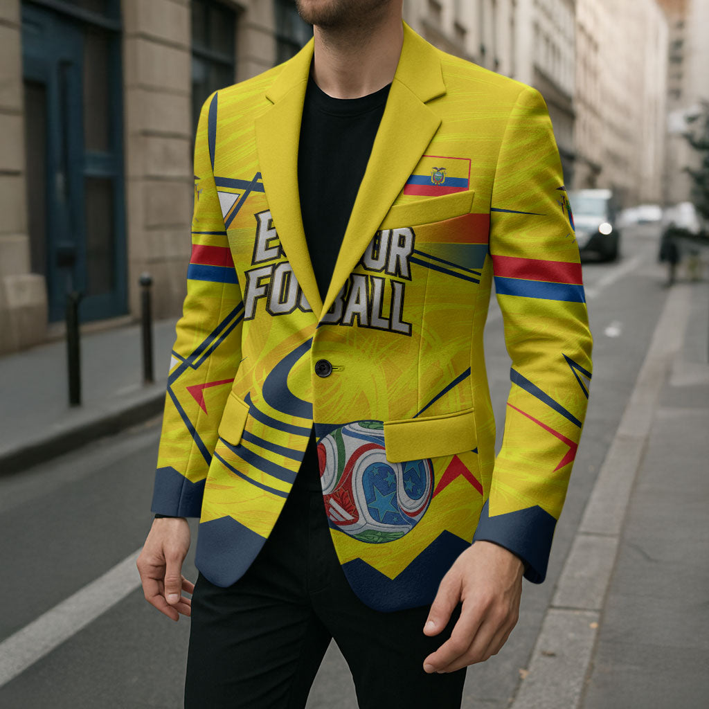 Personalized Ecuador Football Blazer Dynamic Line Soccer Graphic Flag Colors