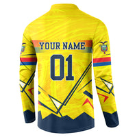 Personalized Ecuador Football Button Sweatshirt Dynamic Line Soccer Graphic Flag Colors