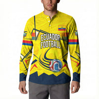 Personalized Ecuador Football Button Sweatshirt Dynamic Line Soccer Graphic Flag Colors