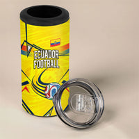 Personalized Ecuador Football 4 in 1 Can Cooler Tumbler Dynamic Line Soccer Graphic Flag Colors