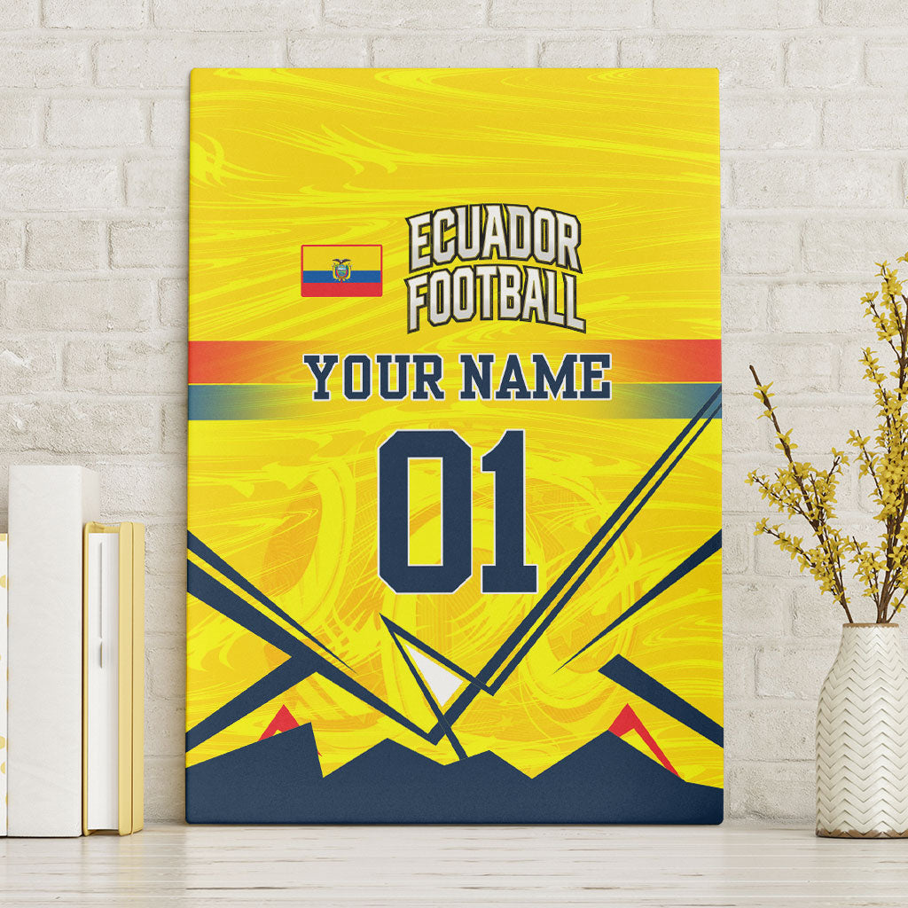 Personalized Ecuador Football Canvas Wall Art Dynamic Line Soccer Graphic Flag Colors