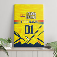 Personalized Ecuador Football Canvas Wall Art Dynamic Line Soccer Graphic Flag Colors