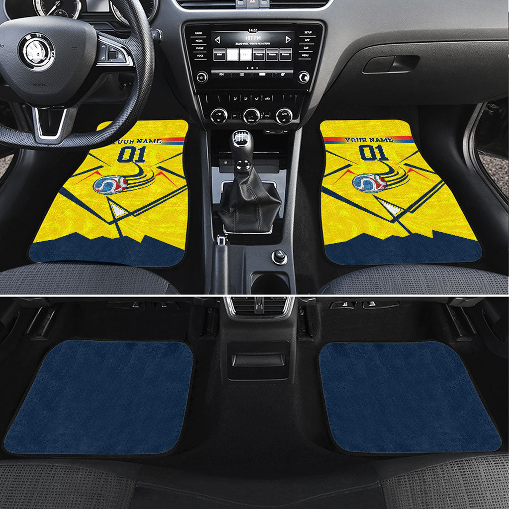 Personalized Ecuador Football Car Mats Dynamic Line Soccer Graphic Flag Colors