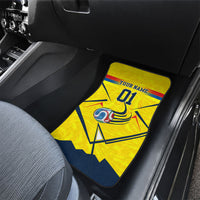 Personalized Ecuador Football Car Mats Dynamic Line Soccer Graphic Flag Colors