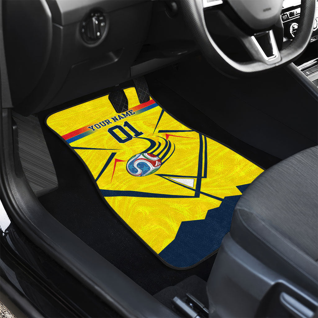 Personalized Ecuador Football Car Mats Dynamic Line Soccer Graphic Flag Colors