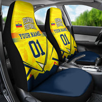 Personalized Ecuador Football Car Seat Cover Dynamic Line Soccer Graphic Flag Colors