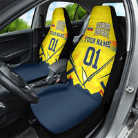 Personalized Ecuador Football Car Seat Cover Dynamic Line Soccer Graphic Flag Colors