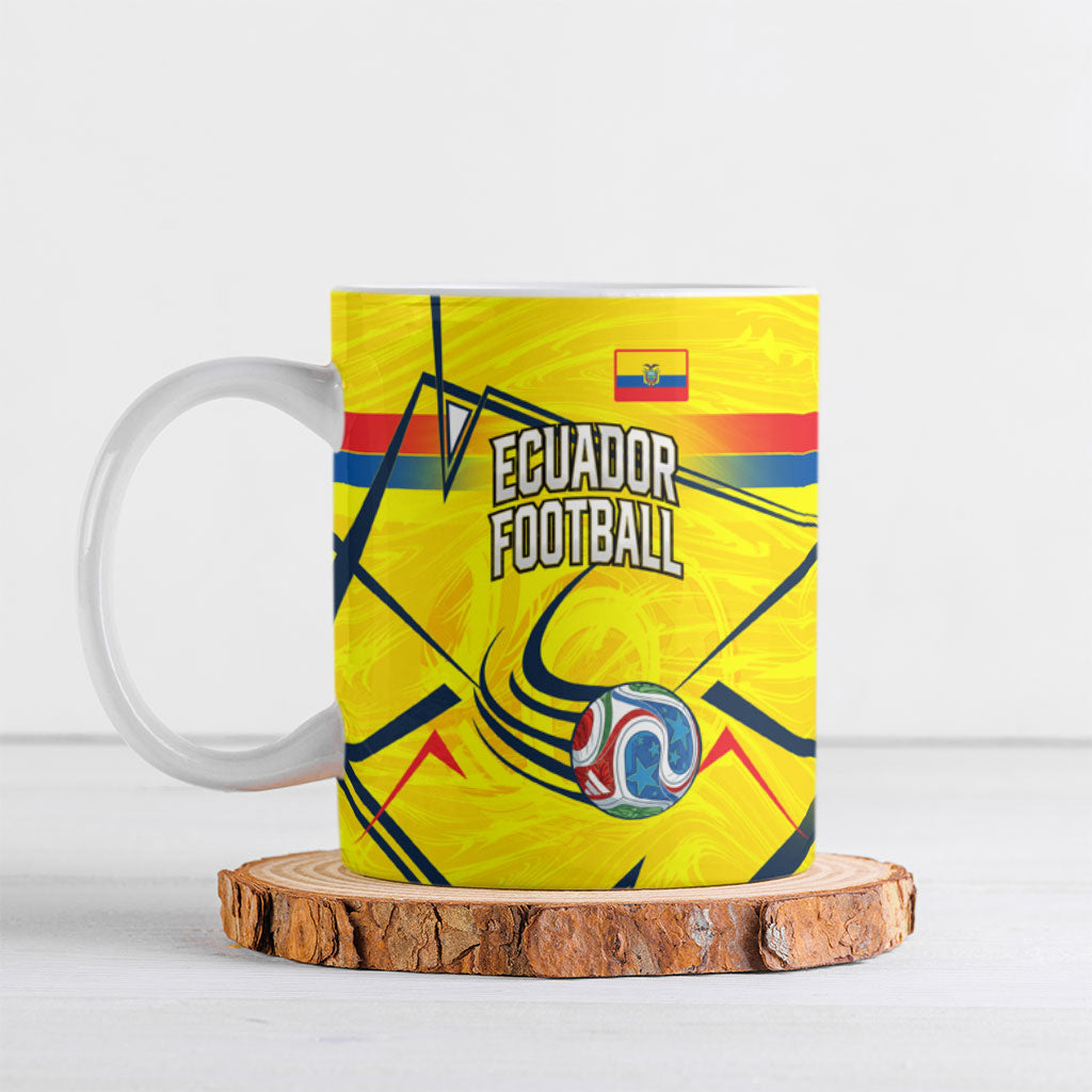 Personalized Ecuador Football Ceramic Mug Dynamic Line Soccer Graphic Flag Colors