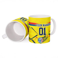 Personalized Ecuador Football Ceramic Mug Dynamic Line Soccer Graphic Flag Colors