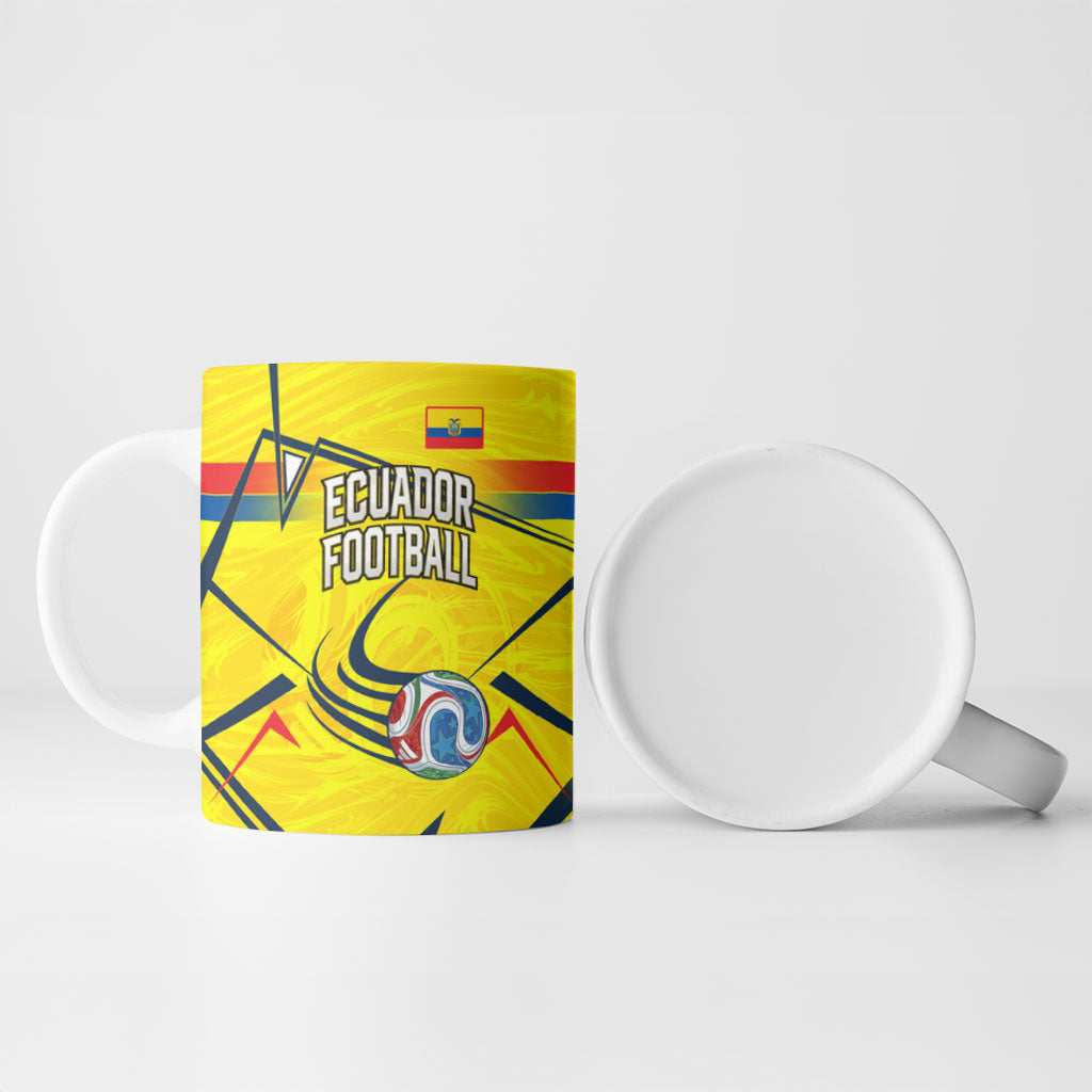 Personalized Ecuador Football Ceramic Mug Dynamic Line Soccer Graphic Flag Colors