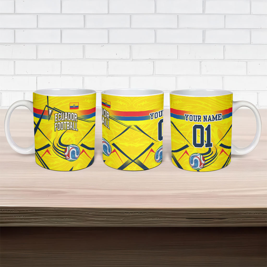 Personalized Ecuador Football Ceramic Mug Dynamic Line Soccer Graphic Flag Colors