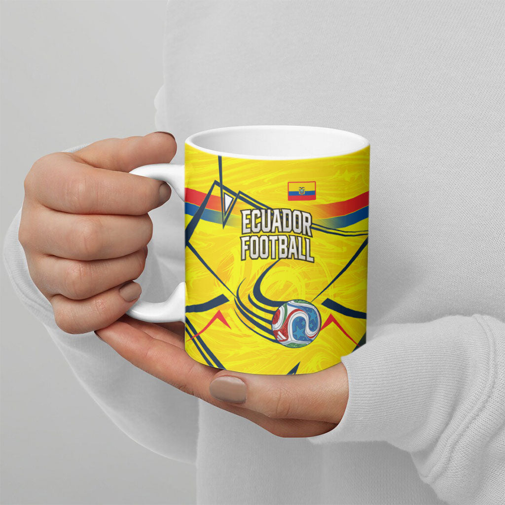 Personalized Ecuador Football Ceramic Mug Dynamic Line Soccer Graphic Flag Colors