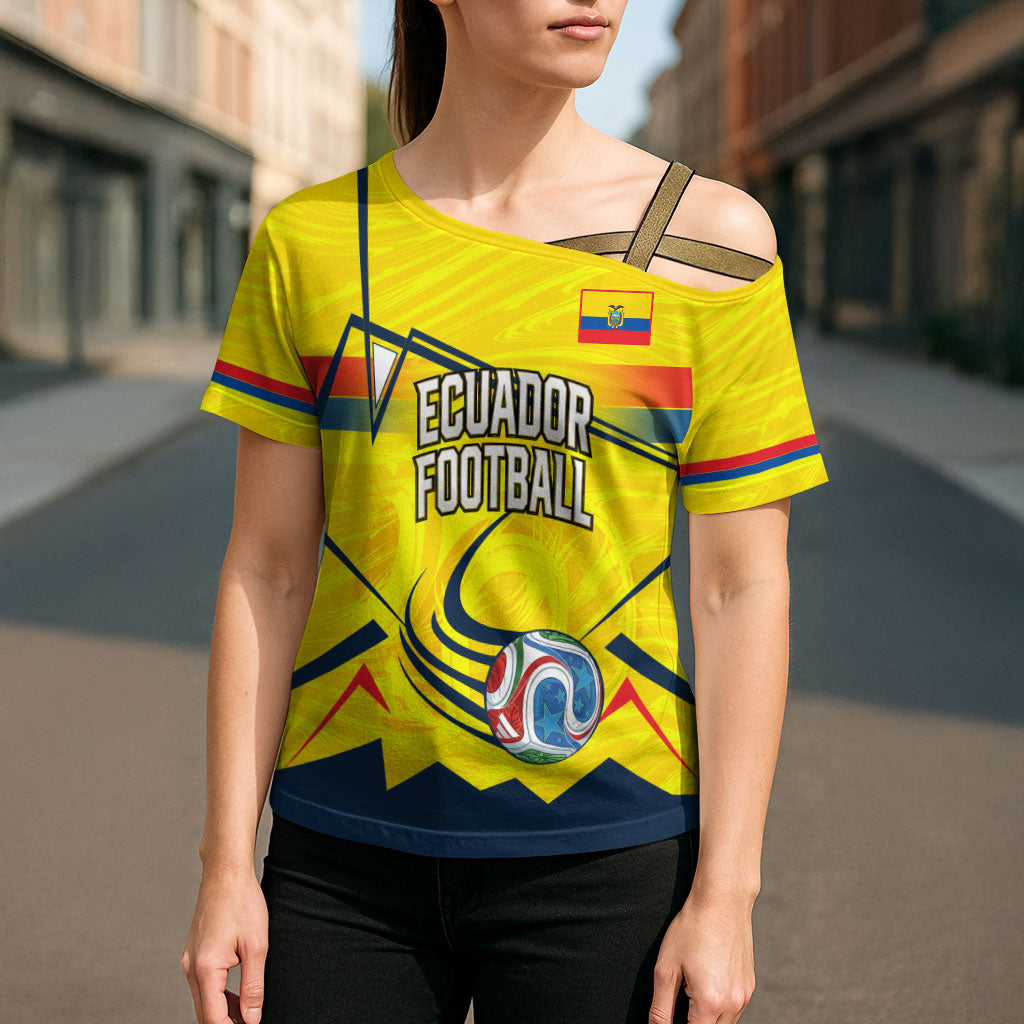 Personalized Ecuador Football Cross Shoulder Shirt Dynamic Line Soccer Graphic Flag Colors