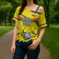 Personalized Ecuador Football Cross Shoulder Shirt Dynamic Line Soccer Graphic Flag Colors