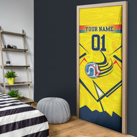Personalized Ecuador Football Door Cover Dynamic Line Soccer Graphic Flag Colors