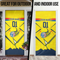 Personalized Ecuador Football Door Cover Dynamic Line Soccer Graphic Flag Colors
