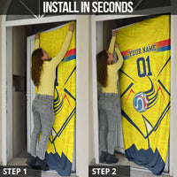 Personalized Ecuador Football Door Cover Dynamic Line Soccer Graphic Flag Colors