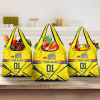 Personalized Ecuador Football Grocery Bag Dynamic Line Soccer Graphic Flag Colors