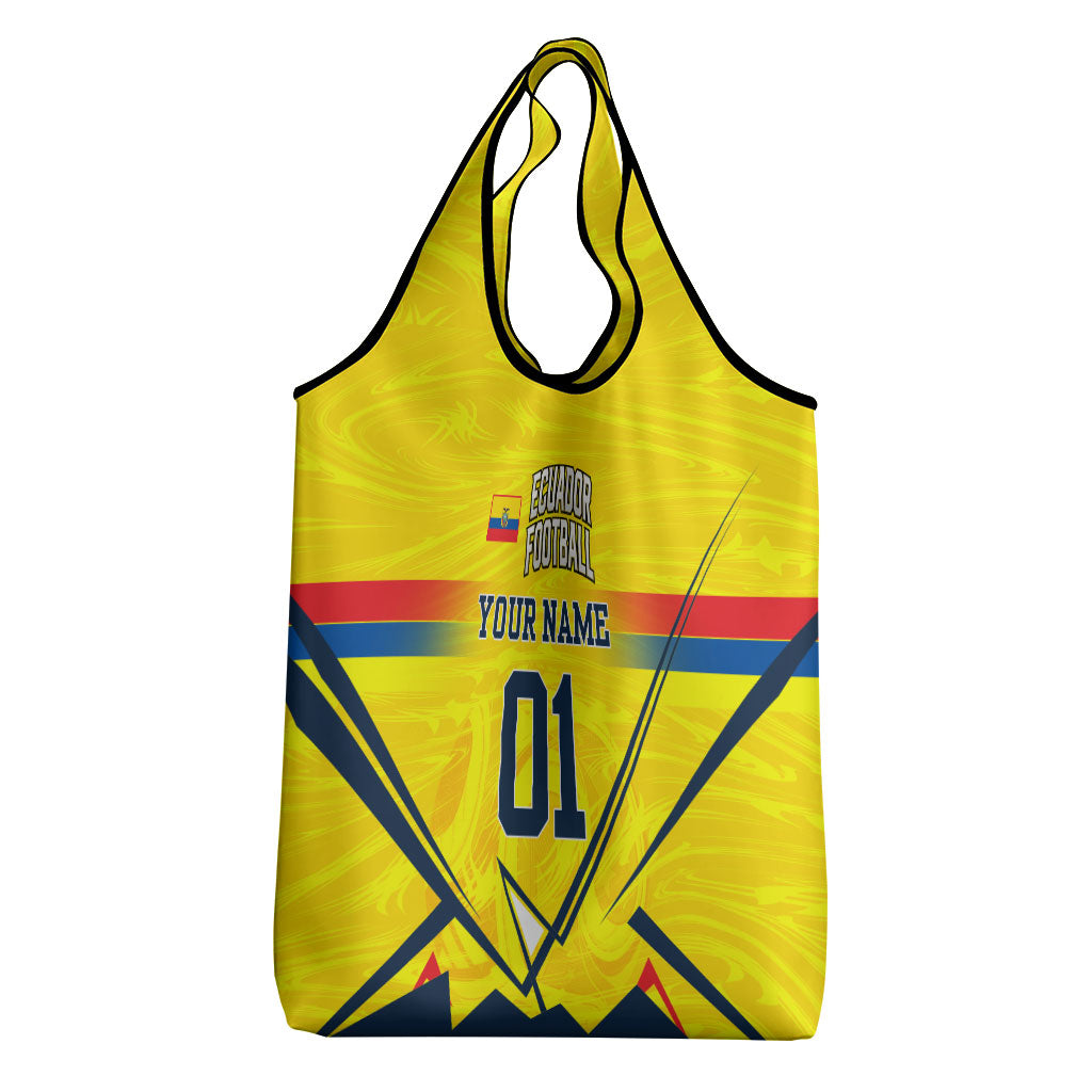 Personalized Ecuador Football Grocery Bag Dynamic Line Soccer Graphic Flag Colors