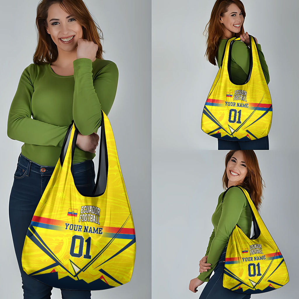 Personalized Ecuador Football Grocery Bag Dynamic Line Soccer Graphic Flag Colors
