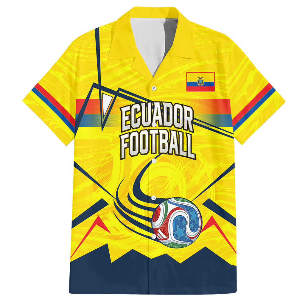 Personalized Ecuador Football Hawaiian Shirt Dynamic Line Soccer Graphic Flag Colors
