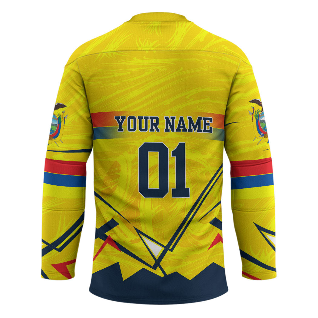 Personalized Ecuador Football Hockey Jersey Dynamic Line Soccer Graphic Flag Colors