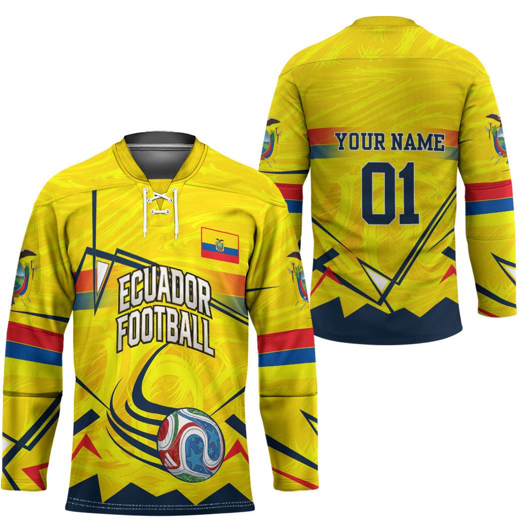 Personalized Ecuador Football Hockey Jersey Dynamic Line Soccer Graphic Flag Colors