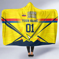 Personalized Ecuador Football Hooded Blanket Dynamic Line Soccer Graphic Flag Colors
