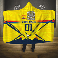 Personalized Ecuador Football Hooded Blanket Dynamic Line Soccer Graphic Flag Colors