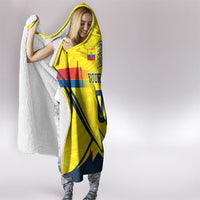 Personalized Ecuador Football Hooded Blanket Dynamic Line Soccer Graphic Flag Colors