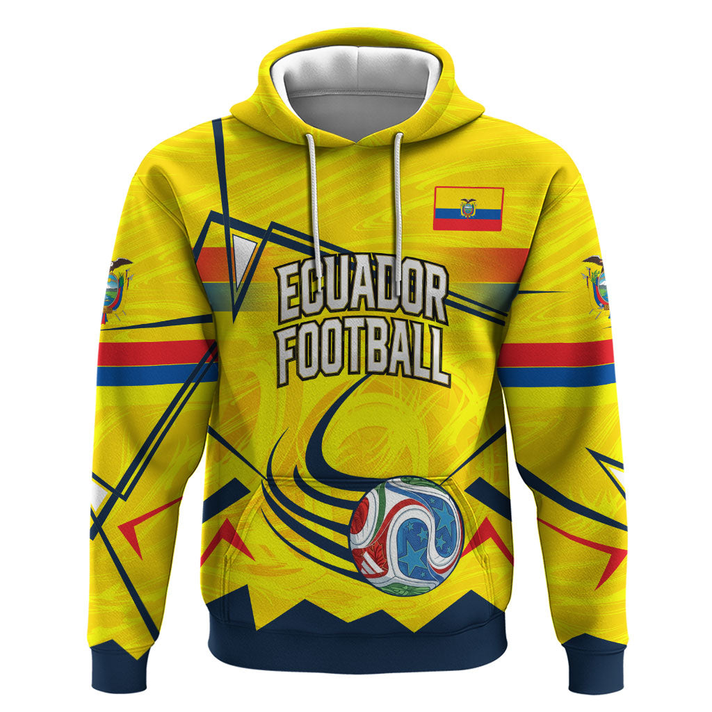 Personalized Ecuador Football Hoodie Dynamic Line Soccer Graphic Flag Colors