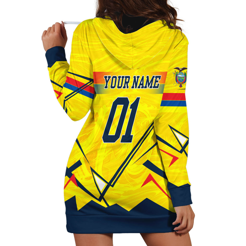 Personalized Ecuador Football Hoodie Dress Dynamic Line Soccer Graphic Flag Colors