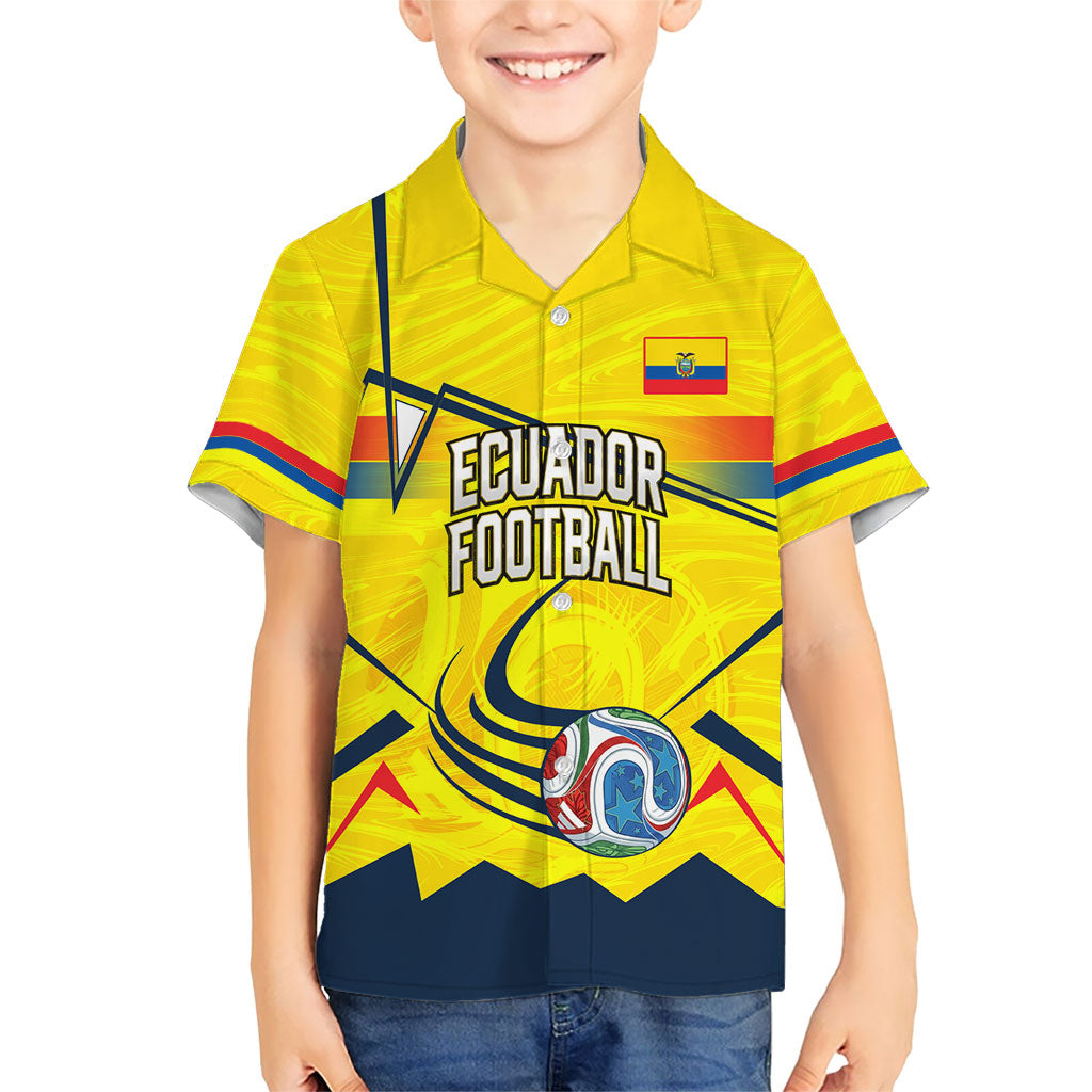 Personalized Ecuador Football Kid Hawaiian Shirt Dynamic Line Soccer Graphic Flag Colors