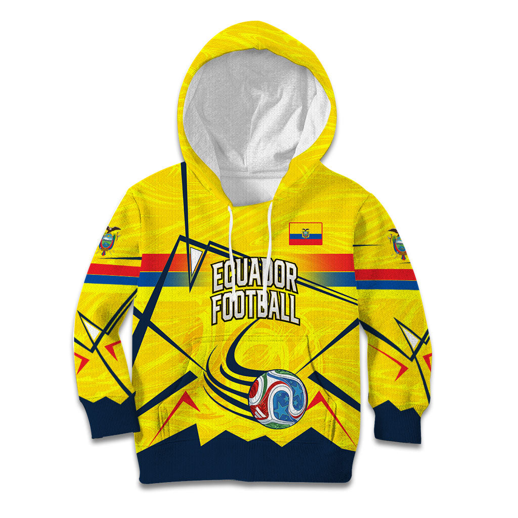 Personalized Ecuador Football Kid Hoodie Dynamic Line Soccer Graphic Flag Colors