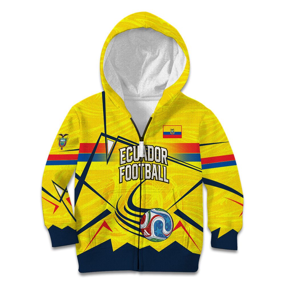 Personalized Ecuador Football Kid Hoodie Dynamic Line Soccer Graphic Flag Colors