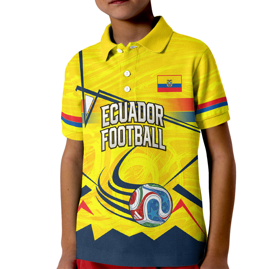 Personalized Ecuador Football Kid Polo Shirt Dynamic Line Soccer Graphic Flag Colors
