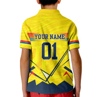 Personalized Ecuador Football Kid Polo Shirt Dynamic Line Soccer Graphic Flag Colors
