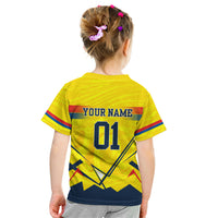 Personalized Ecuador Football Kid T Shirt Dynamic Line Soccer Graphic Flag Colors