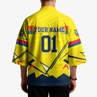 Personalized Ecuador Football Kimono Dynamic Line Soccer Graphic Flag Colors