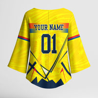 Personalized Ecuador Football Kimono Sleeve Blouse Dynamic Line Soccer Graphic Flag Colors