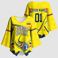 Personalized Ecuador Football Kimono Sleeve Blouse Dynamic Line Soccer Graphic Flag Colors