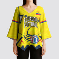 Personalized Ecuador Football Kimono Sleeve Blouse Dynamic Line Soccer Graphic Flag Colors