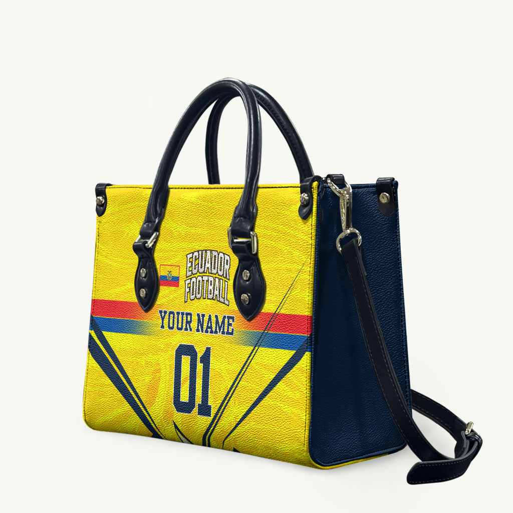 Personalized Ecuador Football Leather Bag Dynamic Line Soccer Graphic Flag Colors